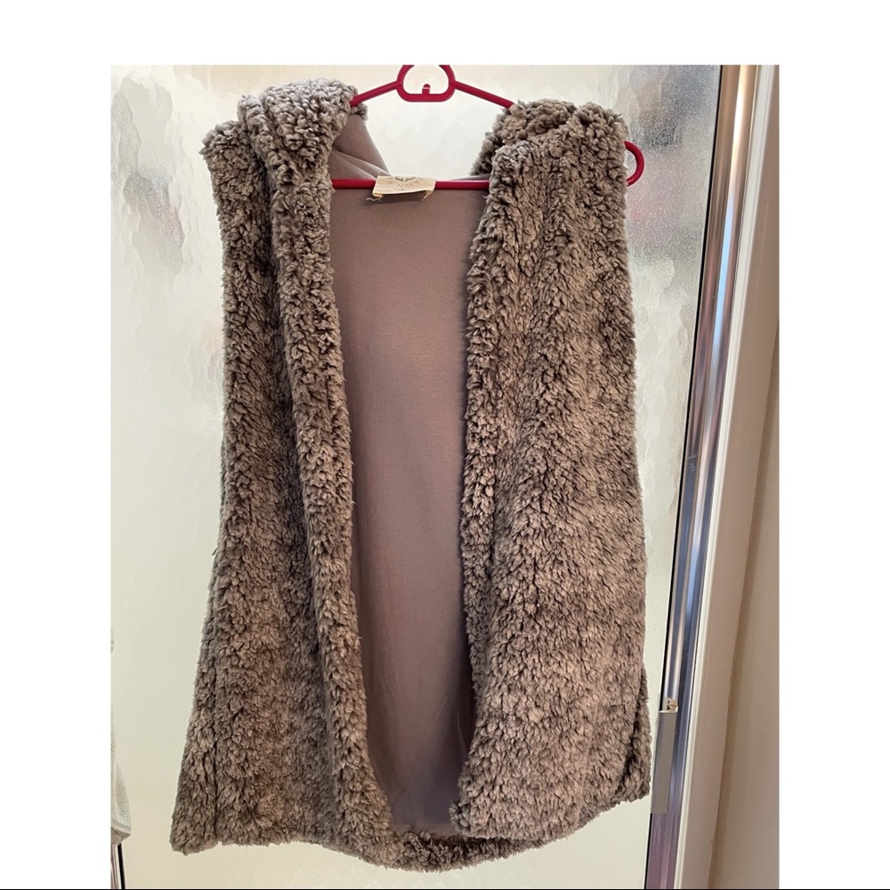 Grey fuzzy vest
